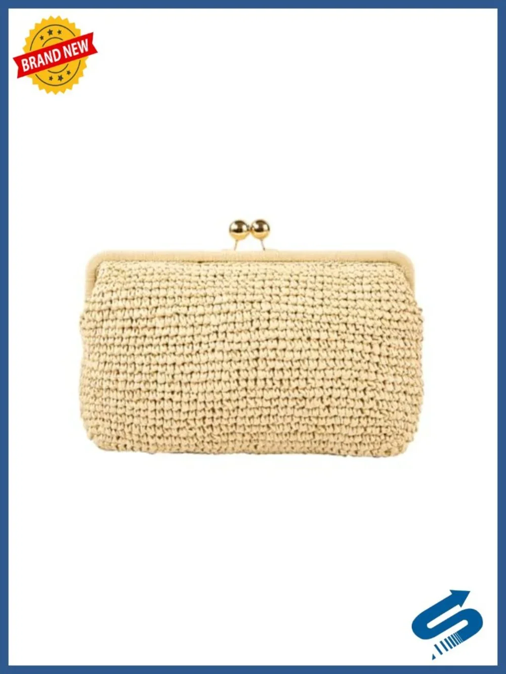 Woven Textured Crossbody Purse with Detachable Gold Chain Kiss-Lock Clutch